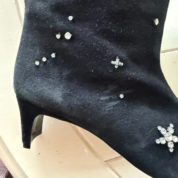 Black Embellished Knee-High Boots - Picture 5 of 13